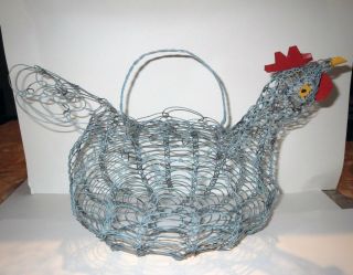 Primitive Folk Art Chicken Egg Basket - Pennsylvania Farm Early Americana