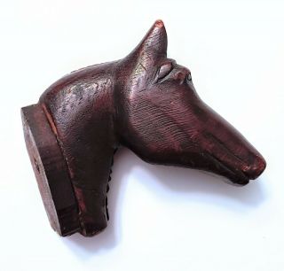 Antique Primitive Horse Head Carving - Wood Statue - Americana