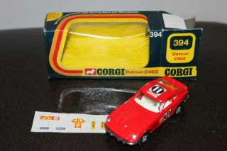 Corgi Toys 394 Datsun 240z Rally Car N.  O.  S.  Box And Decals