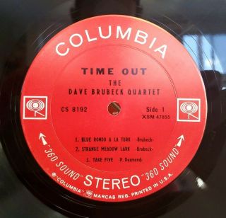 The Dave Brubeck Quartet - Time Out Columbia LP CS 8192 VG,  JAZZ 2 EYE STEREO 2