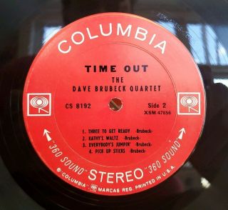 The Dave Brubeck Quartet - Time Out Columbia LP CS 8192 VG,  JAZZ 2 EYE STEREO 3