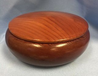 Vtg Hand Turned & Finished Wood Bowl With Cover,  5” X 2.  5”