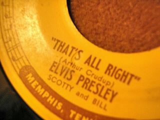 RARE 1st Pressing Elvis Presley Sun 45 w/ press points 