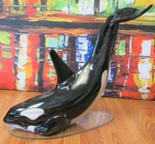 The Townsends Ceramics 17 " L X 16 " H X 6 " W Orca Whale Statue
