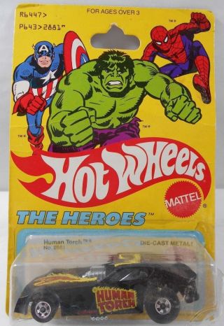 1978 Hot Wheels 1:64 The Heroes Human Torch Funny Car Damage Blister