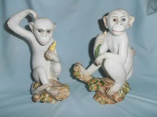 Vintage Pair Abigails Italian Majolica Monkeys W/original Tags