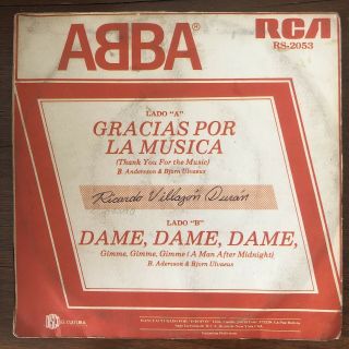 ABBA - Dame Dame Dame / Gracias Por La Musica - RARE BOLIVIA 7” 2