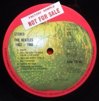 Beatles 1962 - 1966 Factory Sample Promo Demo Stereo Black Vinyl Double Album 1973