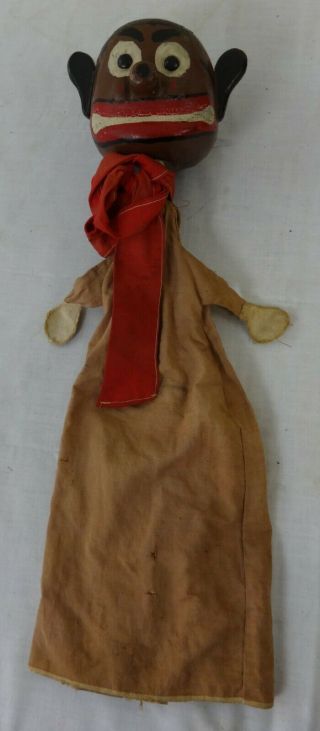 Folk Art Carved Wood & Painted Hand Puppet Ca.  1900