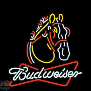 [ship From Usa] Budweiser Clydesdale Horse Real Glass Neon Sign Beer Bar Light