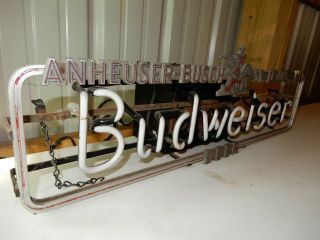 Rare Vintage 1930 ' s Budweiser Beer Neon Lighted Sign Anheuser - Busch St Louis 2
