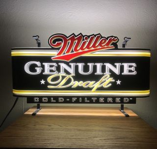 Miller Mgd Draft Beer Sign Fluorescent Bar Light Sign Man Cave