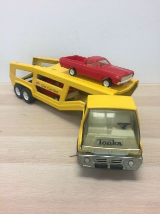 Vtg 1970’s Tonka Toy Truck Car Carrier W/ 2 Rancheros