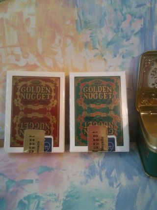 2 Vintage Golden Nugget Gambling Hall Playing Cards in Tin 8