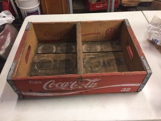 Vintage Coca - Cola 12 32 - Ounce Bottle Wooden Caddie/carry Crate Great Look