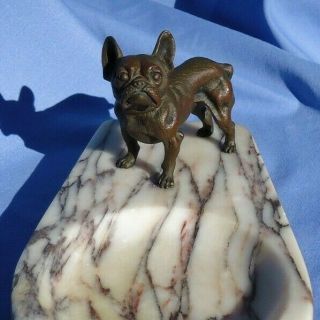 Bronze French Bulldog Austria Antique Dog Marble Ring Tray