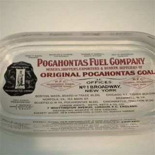 Vintage Pocahontas Fuel Coal Company Glass Ash Tray Advertising Paperweight