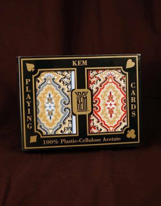 KEM Paisley Red and Blue,  Bridge Size - Jumbo Index Playing Cards Pack of 2 5