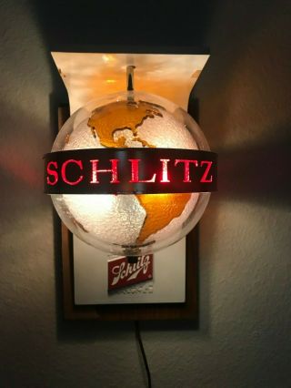 Vintage Schlitz Lighted Globe Motion Sign/sconce N.  O.  Stock Obo (2nd Of 2)