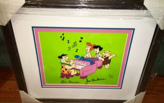 Flintstones Cel Hanna Barbera Signed Stoneway Rare Animation Art Cell