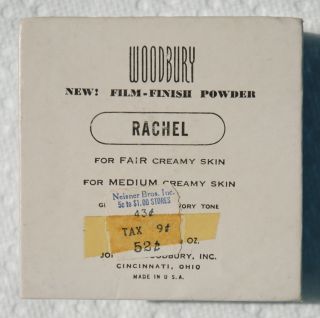 VINTAGE 1940 ' s WOODBURY FILM - FINISH FACE POWDER MAKEUP 2 - 1/2 oz BOX RACHEL NOS 3