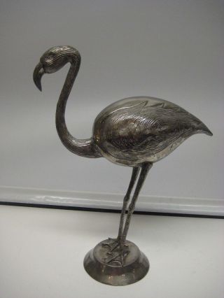 Flamingo Brass Silver Plated Sculpture / Statue Plated Figurine Antique Metals