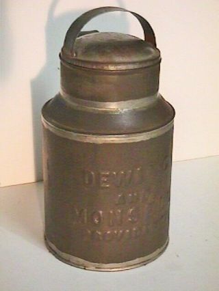 Rare 1866 Dewing And Monsell Providence R I Souldered Oysters Tin Oyster Can