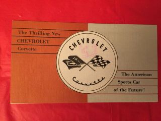 1953 Chevrolet " Corvette " Car Dealer Sales Brochure