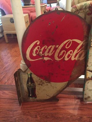 1940s Coca - Cola Double Sided Flange Sign