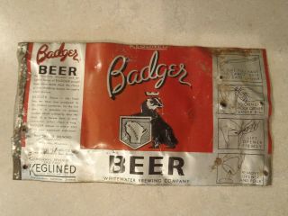 Badger Beer Can Flattened Keglined Whitewater Brewing Company Wisconsin Steel 12