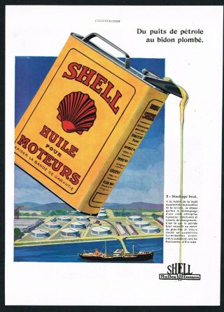 Shell Ad Oil Can Art Garage Decor Advert 1930 Vintage Print Ad Retro