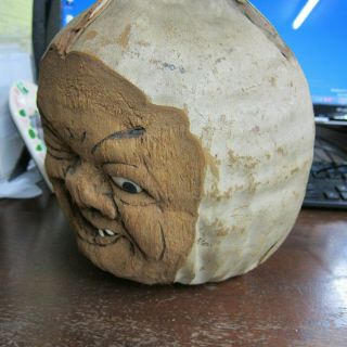 RARE ANTIQUE FOLK ART COCONUT HEAD DETAILED LIFELIKE 100 YRS OLD,  FAT FACE MAN 4