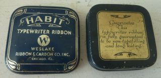 Habit Typewriter Ribbon Tin Hard To Find Weslake Ribbon & Carbon Co Chicago Il
