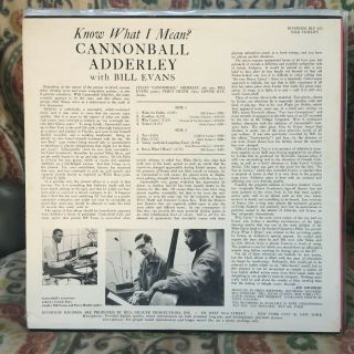 Cannonball Adderley w/ Bill Evans Know What I Mean? Riverside LP mono 2