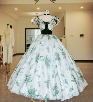 Gone With The Wind Scarlett Dress Green Vintage Gown Costume Cosplay