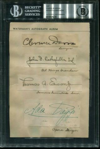 Jane Addams,  Clarence Darrow & Thomas Edison Jr.  Autograph Cuts Beckett