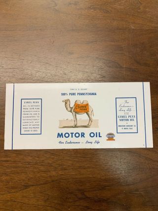 Camel Penn Motor Oil Can Flat Marathon Lubricant Co.  Ft.  Worth,  Texas (nos)
