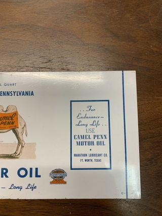 Camel Penn Motor Oil Can Flat Marathon Lubricant Co.  Ft.  Worth,  Texas (Nos) 5