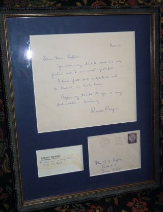 Ronald Reagan Handwritten Letter And Envelope,  1956 Signed