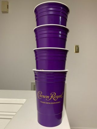 Set Of 4 Crown Royal Insulated Plastic Solo Cups Bpa Double Wall 16 Oz Usa