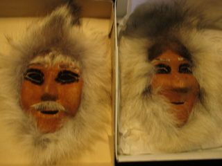 Vintage Handmade Skin And Fur Face Masks From Anaktuvuk Nunamiut Pass Alaska