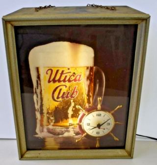 Vintage Utica Club Beer Lighted Sign And Clock