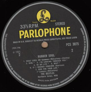 THE BEATLES Rubber Soul UK 2nd Stereo LP ' stereo ' Sleeve John Lennon Parlophone 3