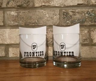 2 Frontier Casino Hotel & Gambling Hall Cocktail Low Ball Glasses Las Vegas Nv