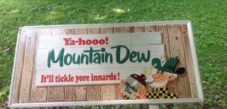 Rare Vintage Mountain Dew Hillbilly Barnboard 35 " Embossed Metal Sign