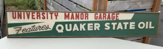 Rare Large 50’s Vintage Quaker State Oil Gas Garage Advertising Sign 72”x12”