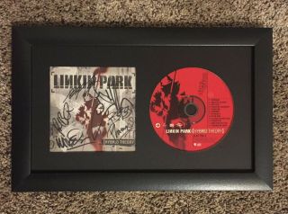 Linkin Park Signed Hybrid Theory Cd Chester Bennington Mike Shinoda Framed