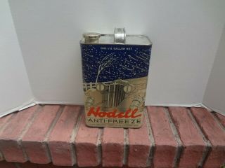 Rare Vintage " Hodell " 1931 Anti - Freeze 1ga.  Tin Can W/ Orig.  Lid