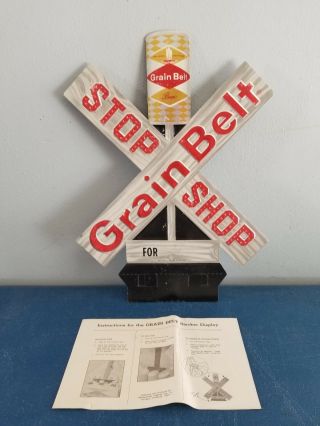 (vtg) 1968 Grain Belt Beer Can Railroad Foil Stop Sign Game Room Man Cave Rare