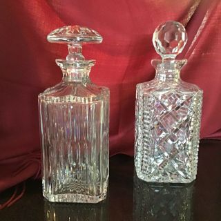 2 Crystal Spirit Decanters.  Atlantis And Tipperary
